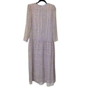 Vintage Hanae Mori Drop Waist Maxi Dress